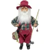 Outlet Christmas Forever SANTA STANDING 16″ FISHING RED/GREEN