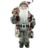 Clearance Christmas Forever SANTA STANDING 18″ GRAY/ RED COAT W/GIFT SACK & LANTERN