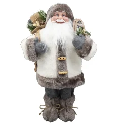 Best Christmas Forever SANTA STANDING 18″ GRAY/ WHITE W/SACK & SNOW SHOES