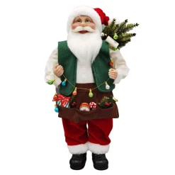 Hot Christmas Forever SANTA STANDING 18″ HANGING LIGHTS RED/GREEN/BROWN