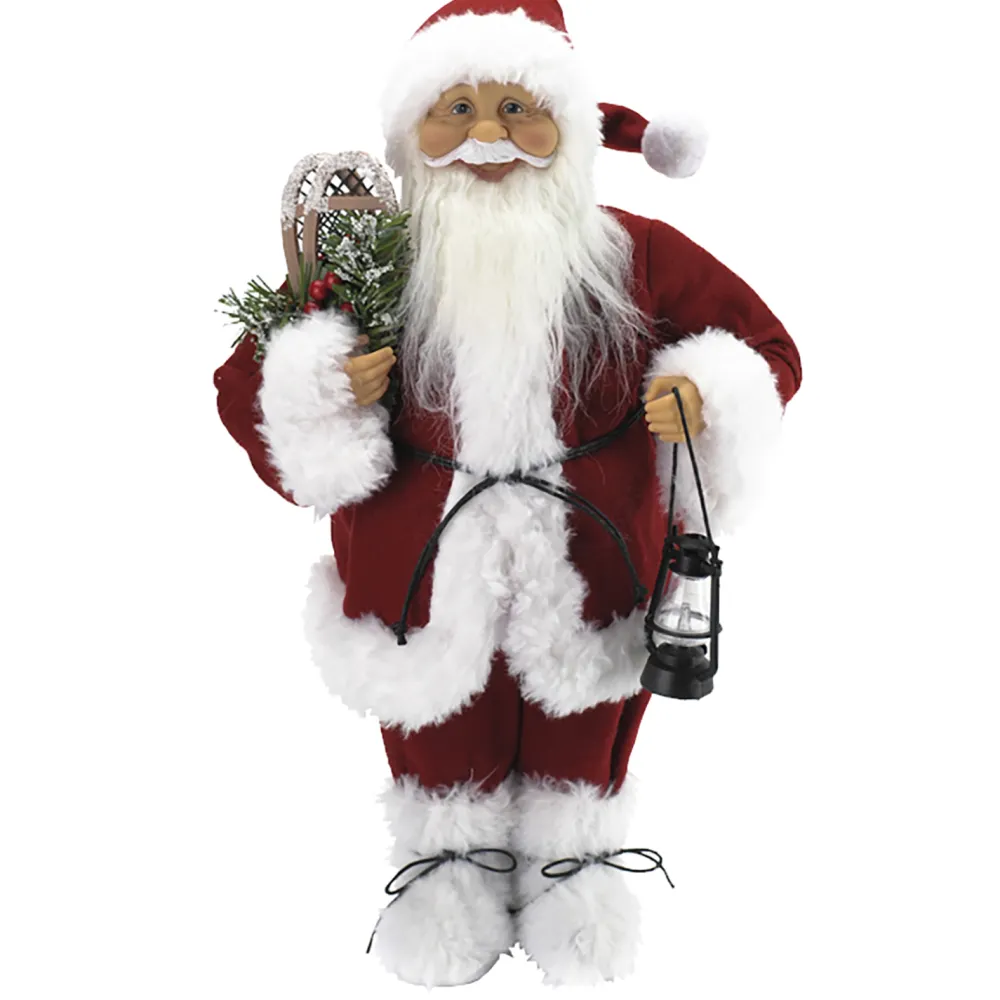 Christmas Forever SANTA STANDING 18″ RED TRADITIONAL DLX W/ PLUSH TRIM