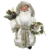 Discount Christmas Forever SANTA STANDING 18″ W/ GIFT HOLDING A WREATH WHITE/BEIGE