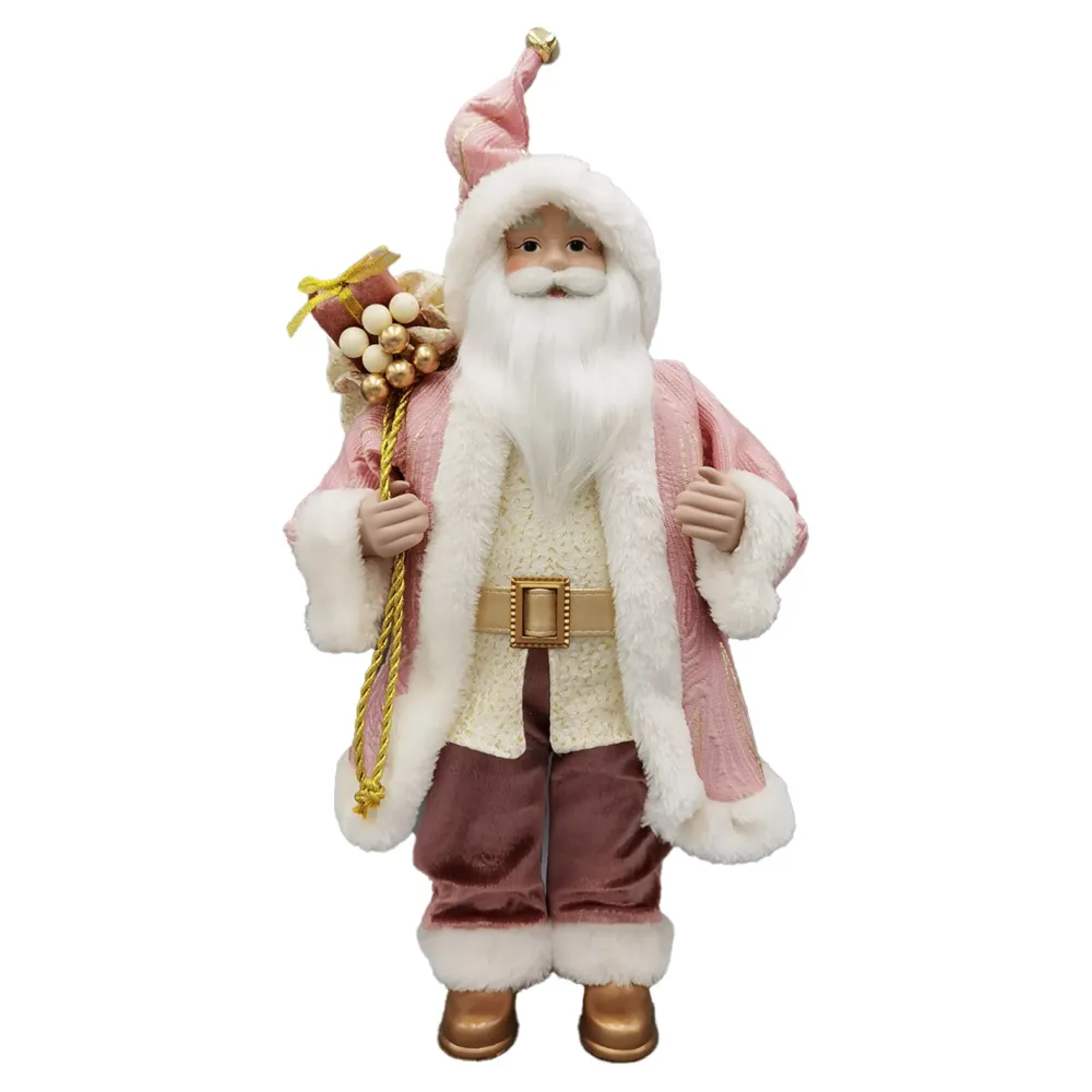 Discount Christmas Forever SANTA STANDING 18″ W/ GIFT SACK PINK/GOLD