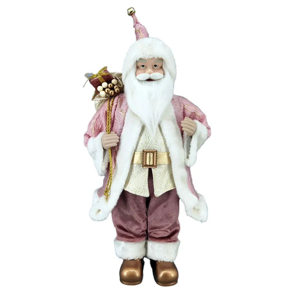 Best Christmas Forever SANTA STANDING 24″ W/ GIFT SACK PINK/GOLD