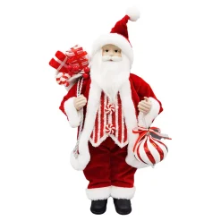Clearance Christmas Forever SANTA STANDING 18″ W/ ORN. RED/WHITE