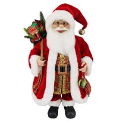 New Christmas Forever SANTA STANDING 24″ W/ SACK RED/GREEN/GOLD