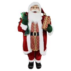 Best Christmas Forever SANTA STANDING 72″ W/ SACK RED/GREEN/GOLD