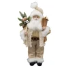 Christmas Forever SANTA STANDING 18″ W/ SKIS & GIFT SACK IVORY/GOLD