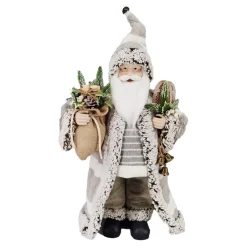 Discount Christmas Forever SANTA STANDING 24″ W/ SNOW SHOES & GIFT SACK GRAY/IVORY