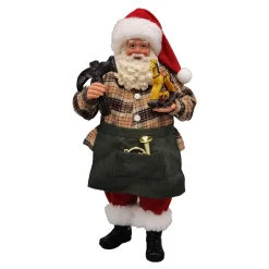 New Christmas Forever SANTA STANDING 11″ WORK SHOP W/ ROCKING HORSE RED/GREEN/BROWN