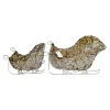 Hot Christmas Forever SLEIGH NATURAL ROPE 7″& 9.5″ SNOW FROSTING SET OF 2