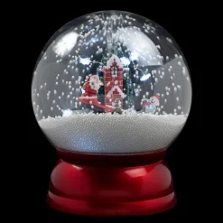 Discount Christmas Forever SNOW GLOBE WITH SANTA & SNOWMAN SEE-SAW SNOWING SCENE 10″