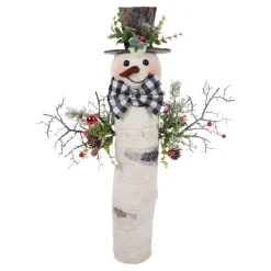 Online Christmas Forever SNOWMAN BIRCH LOOK 12″X4″X20″ BLACK HAT