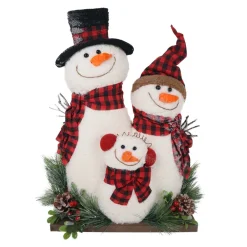 Outlet Christmas Forever SNOWMAN IN PLAIN/FAMILY 19″ H RED/BLACK