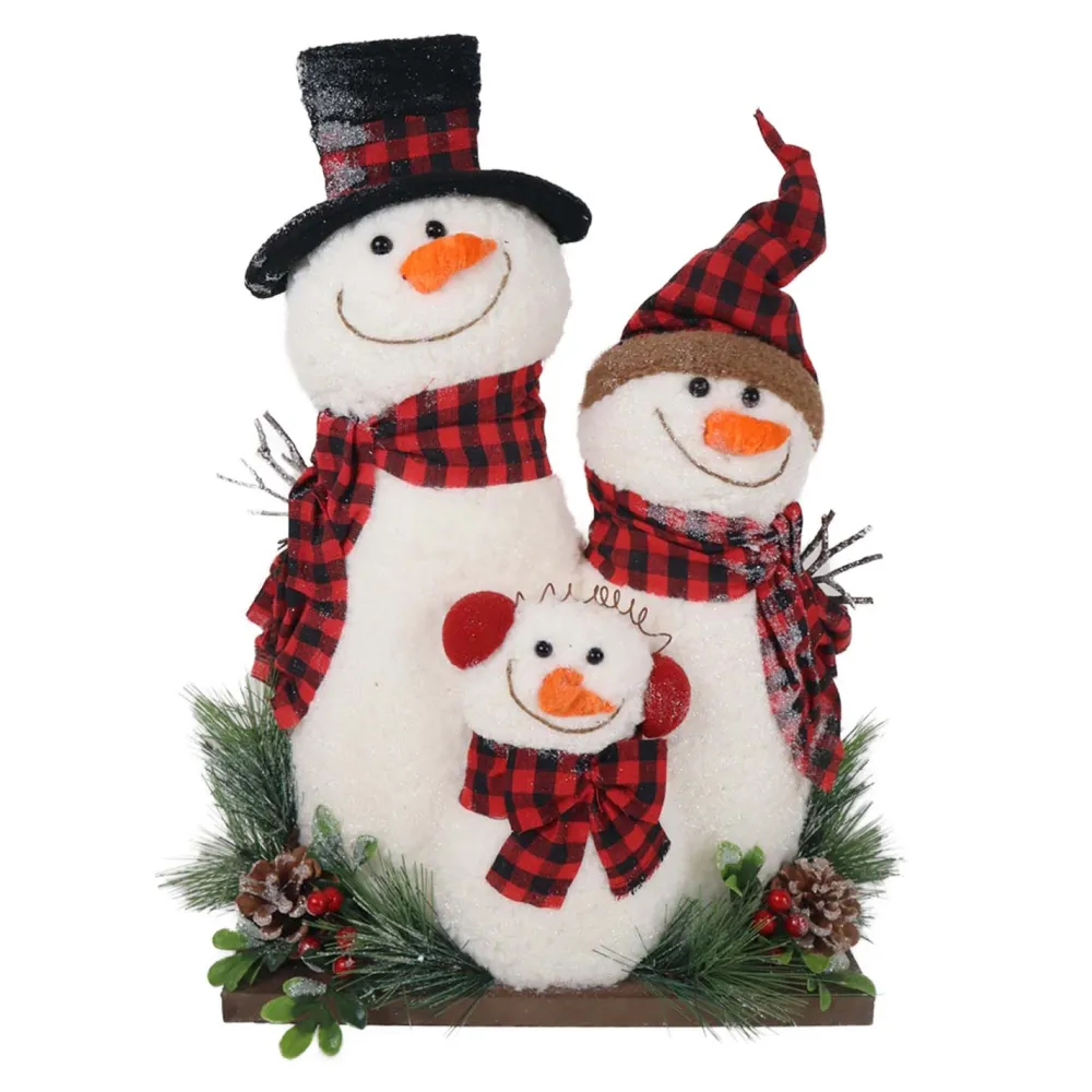 Outlet Christmas Forever SNOWMAN IN PLAIN/FAMILY 19″ H RED/BLACK
