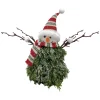 Clearance Christmas Forever SNOWMAN PINE BODY|FABRIC HAT RED/GREEN 11″x14″ W/ SCARF & TWIGS