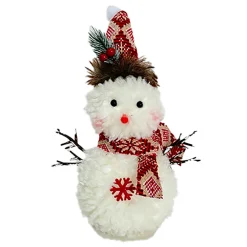 New Christmas Forever SNOWMAN STANDING PLUSH NATURAL/WHITE 11.5″ W/ SCARF, HAT & TWIGS