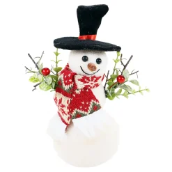 Hot Christmas Forever SNOWMAN W/ NORDIC SCARF & BERRIES 9″ WHT/GREEN/RED