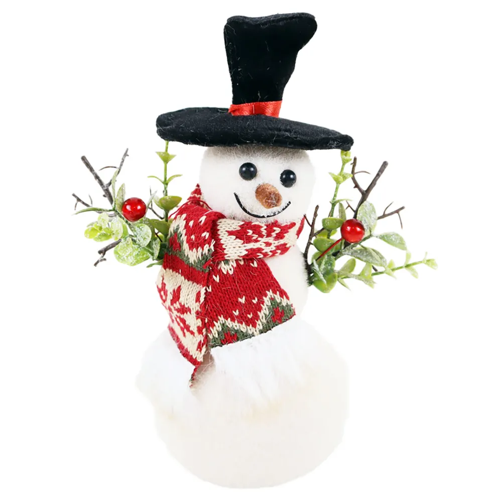 Hot Christmas Forever SNOWMAN W/ NORDIC SCARF & BERRIES 9″ WHT/GREEN/RED