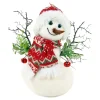 Outlet Christmas Forever SNOWMAN W/ NORDIC SCARF & BERRIES 10.5″ WHT/GREEN/RED