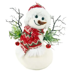 Outlet Christmas Forever SNOWMAN W/ NORDIC SCARF & BERRIES 10.5″ WHT/GREEN/RED