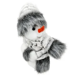 New Christmas Forever SNOWMAN WHITE/GRAY 8″ FUR HAT & SCARF