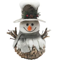 Outlet Christmas Forever SNOWMAN WOODEN TREE TOP 9.5″x12.5″ NATURAL/BIRCH LOOK