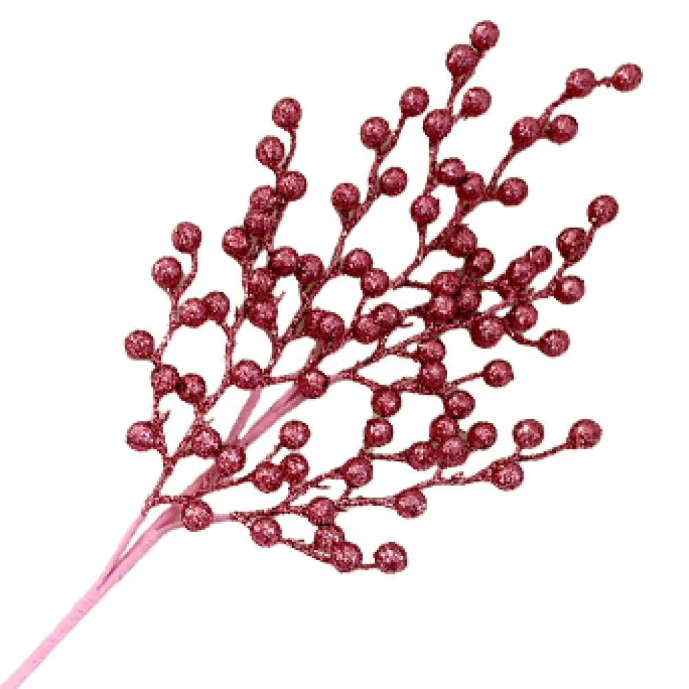 New Christmas Forever SPRAY BERRY 25.5″ DARK PINK GLITTER