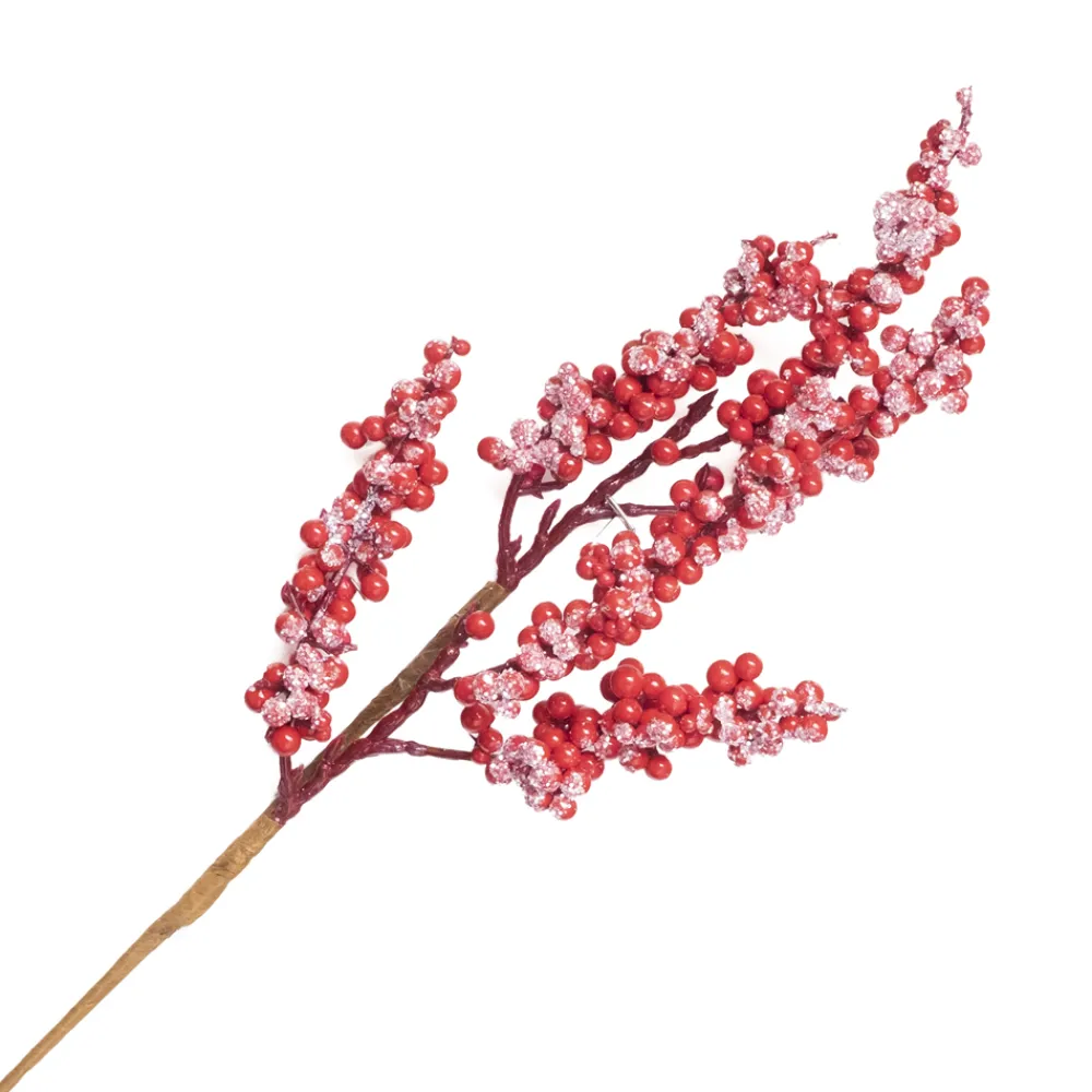 Outlet Christmas Forever SPRAY BERRY 18″ RED CLUSTER W/ FROSTING