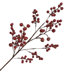 New Christmas Forever SPRAY BERRY CLUSTER 27.5″ RED/GOLD GLITTER