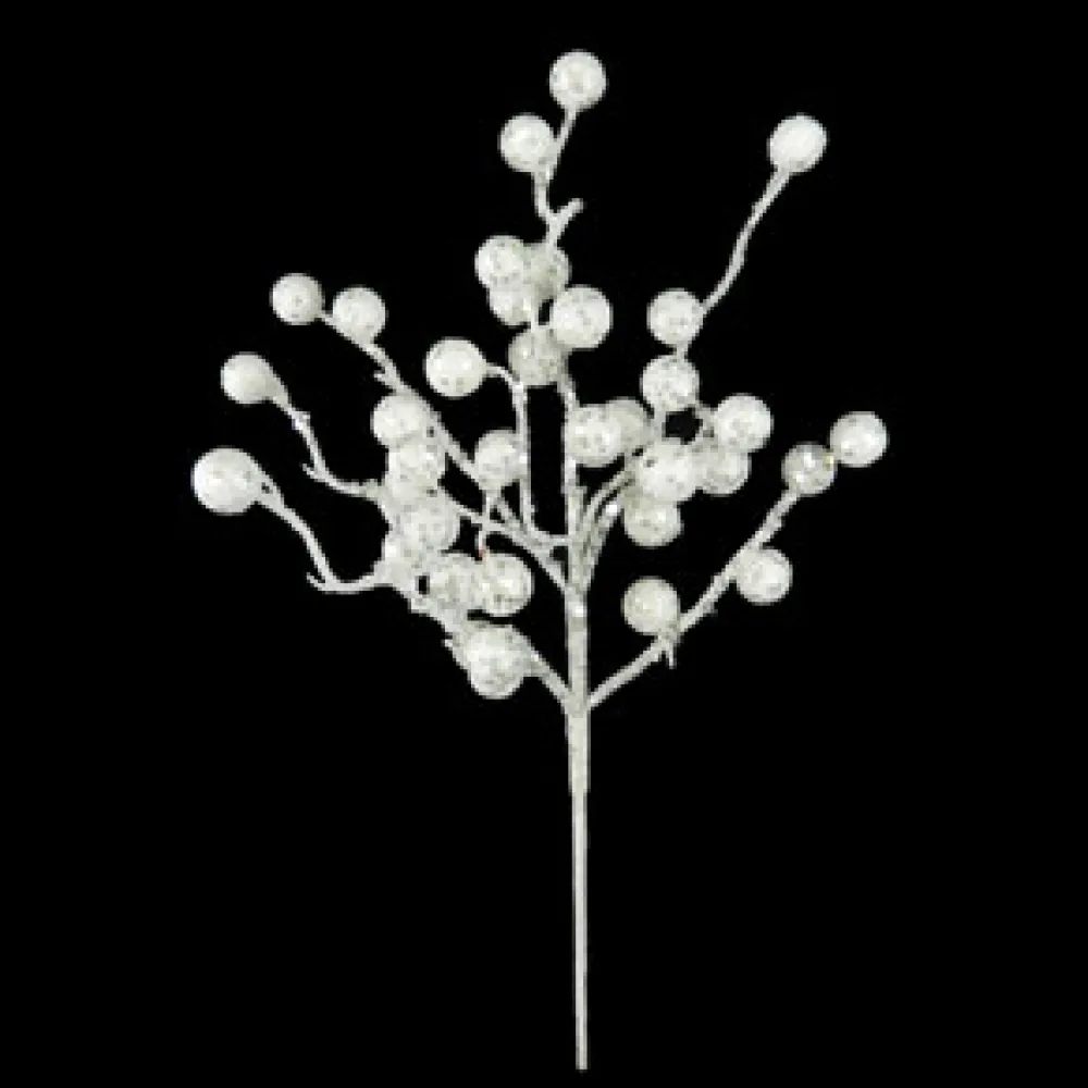 Christmas Forever SPRAY BERRY LARGE 16″ WHITE GLITTER