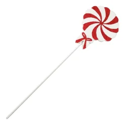Clearance Christmas Forever SPRAY CANDY CANE 23″ X6.5″ RED /WHITE DISC W/ SWIRL & BOW