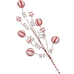 New Christmas Forever SPRAY CANDY CANE BALLS 26″ ASSORTED RED/WHITE