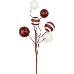 Online Christmas Forever SPRAY CANDY CANE BALLS 20″ RED/WHITE GLITTER