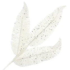 New Christmas Forever SPRAY FERN LEAVES 23.5″ WHITE GLITTER