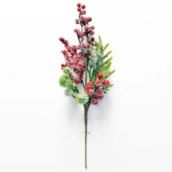 Outlet Christmas Forever SPRAY FROSTED PINE 16″ RED BERRY W/ CEDAR