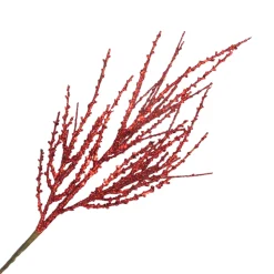 Online Christmas Forever SPRAY GRASS LEAVES 16″ RED GLITTER