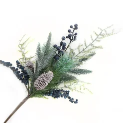Best Christmas Forever SPRAY GRN PINE 18″ BLUE BERRIES, GREENEY & CONES