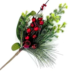 Discount Christmas Forever SPRAY GRN PINE 15″ RED BERRIES MIXED W/ PINE AND GREENERY