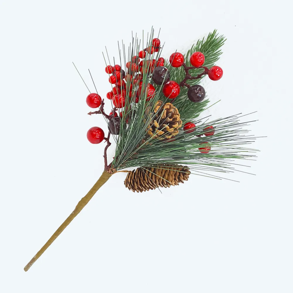 Hot Christmas Forever SPRAY GRN PINE 14″ RED BERRY W/ MIXED PINE & CONE