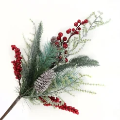 Hot Christmas Forever SPRAY GRN PINE 18″ RED BERRY , MIXED GREENERY & CONE