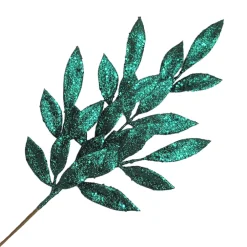 Online Christmas Forever SPRAY LEAVES BAY 22″ EMERALD GREEN GLITTER