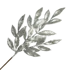 Hot Christmas Forever SPRAY LEAVES BAY 22″ SILVER GLITTER
