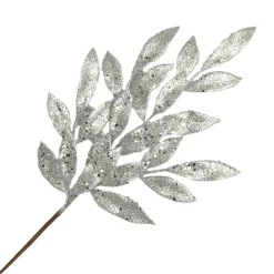 Outlet Christmas Forever SPRAY LEAVES BAY WHITE/SILVER GLITTER