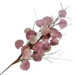 New Christmas Forever SPRAY LEAVES EUCALYPTUS 29.5″ PINK W/ GLITTER TWIGS