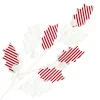 Best Christmas Forever SPRAY LEAVES FABRIC 27″ WHITE/ RED HOLLY STRIPES