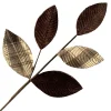 Christmas Forever SPRAY LEAVES FABRIC 26″ 2-TONE VELVET PLAID /BROWN GLITTER EDGE