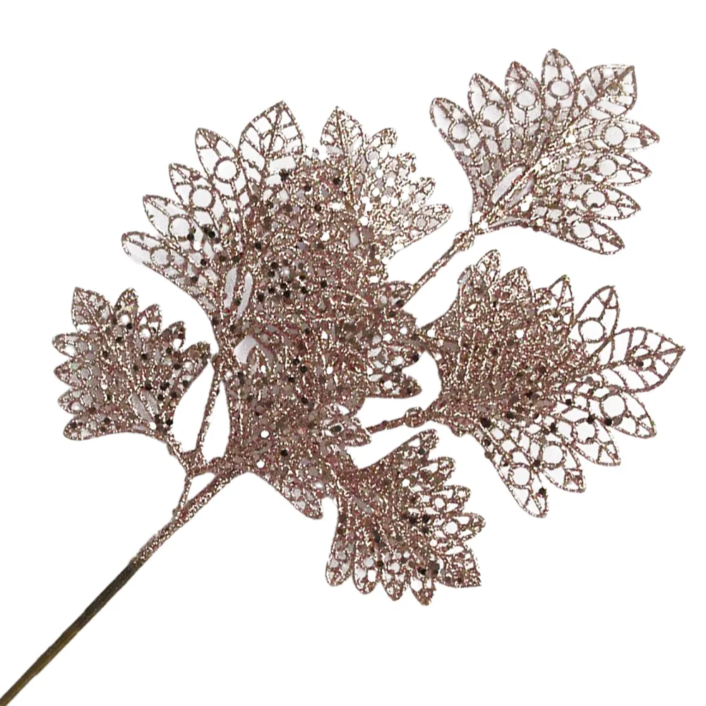 New Christmas Forever SPRAY LEAVES FAN SHAPE 18″ ROSE GOLD GLITTER