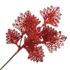 Online Christmas Forever SPRAY LEAVES FAN SHAPE 18″ RED GLITTER