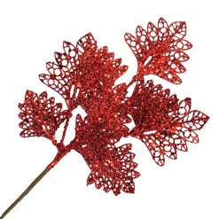 Online Christmas Forever SPRAY LEAVES FAN SHAPE 18″ RED GLITTER